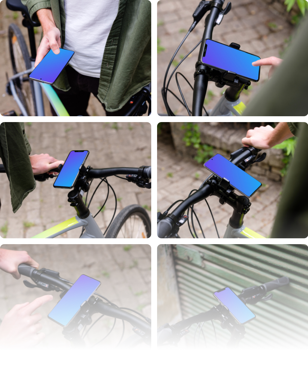 Download Bike mockups with iPhone 11 and Samsung S20 - Mockuuups Studio