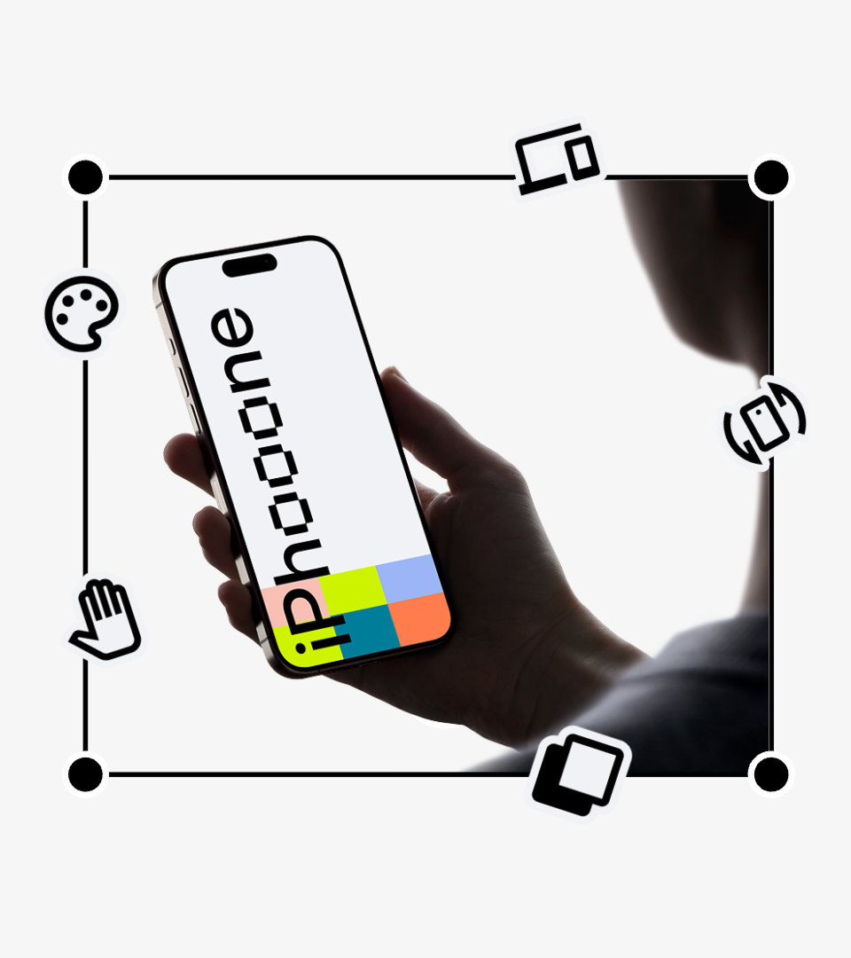 Editor de mockups personalizando colores de dispositivos, posiciones, sombras y efectos de iluminación para crear nuevas escenas