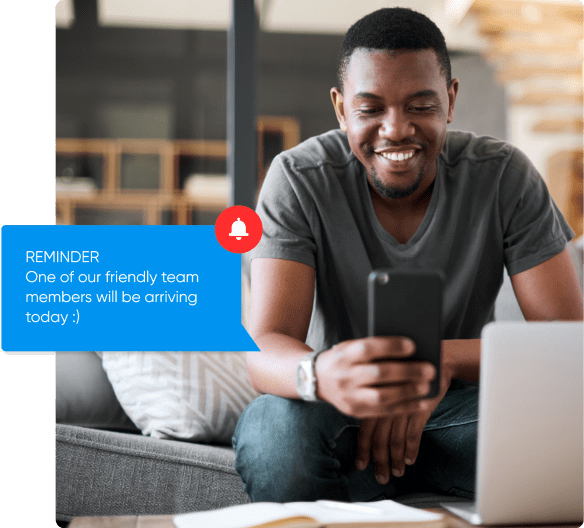 Man receiving SMS reminder