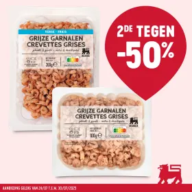 Val voor onze gepelde grijze garnalen 🦐 in promotie! Combineer en pro