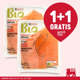 🚩 1 + 1 gratis op BIO gerookte zalm 🚩
