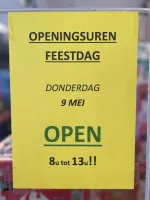 OPENINGSUREN FEESTDAG 🤩