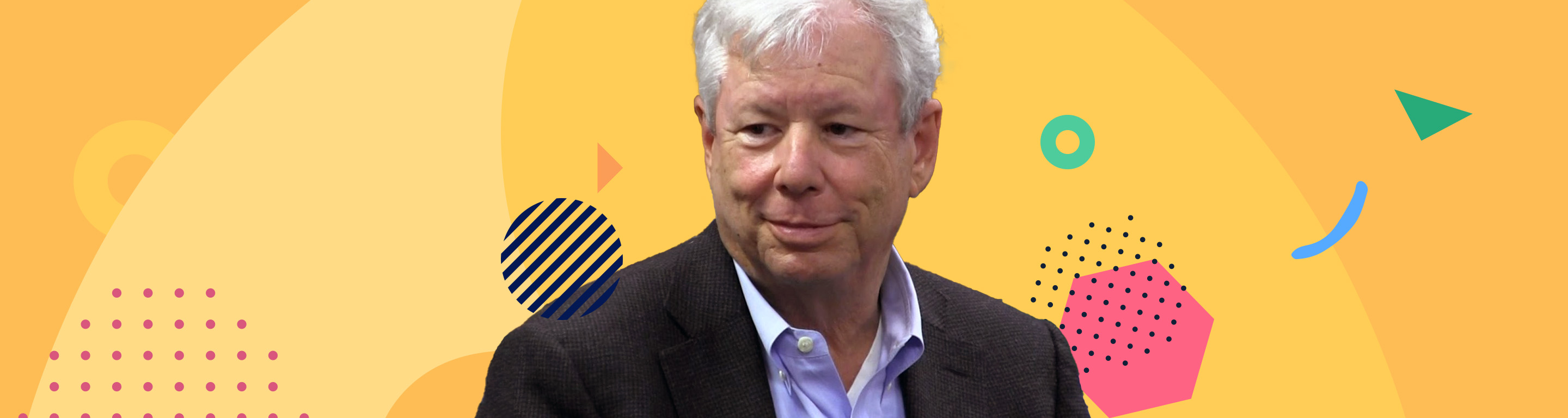 Photo of Richard Thaler against a yellow background