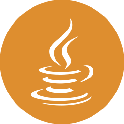 Java icon on orange background.