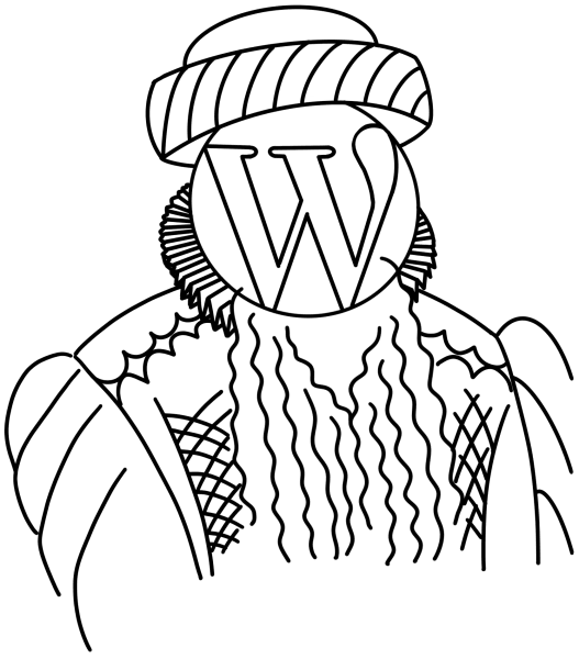 Illustration of WordPress logo on Gutenberg body