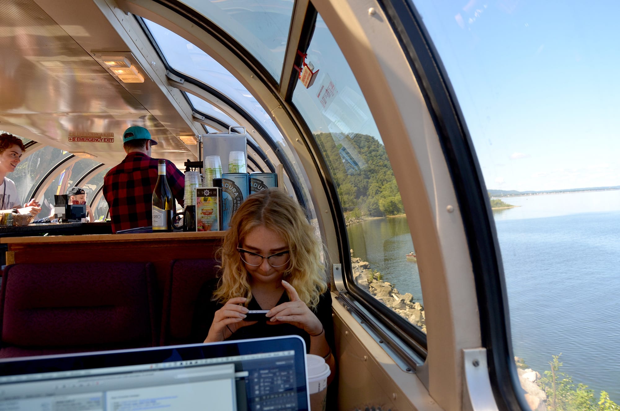 My 'office' for the day. A glass dome dining car.