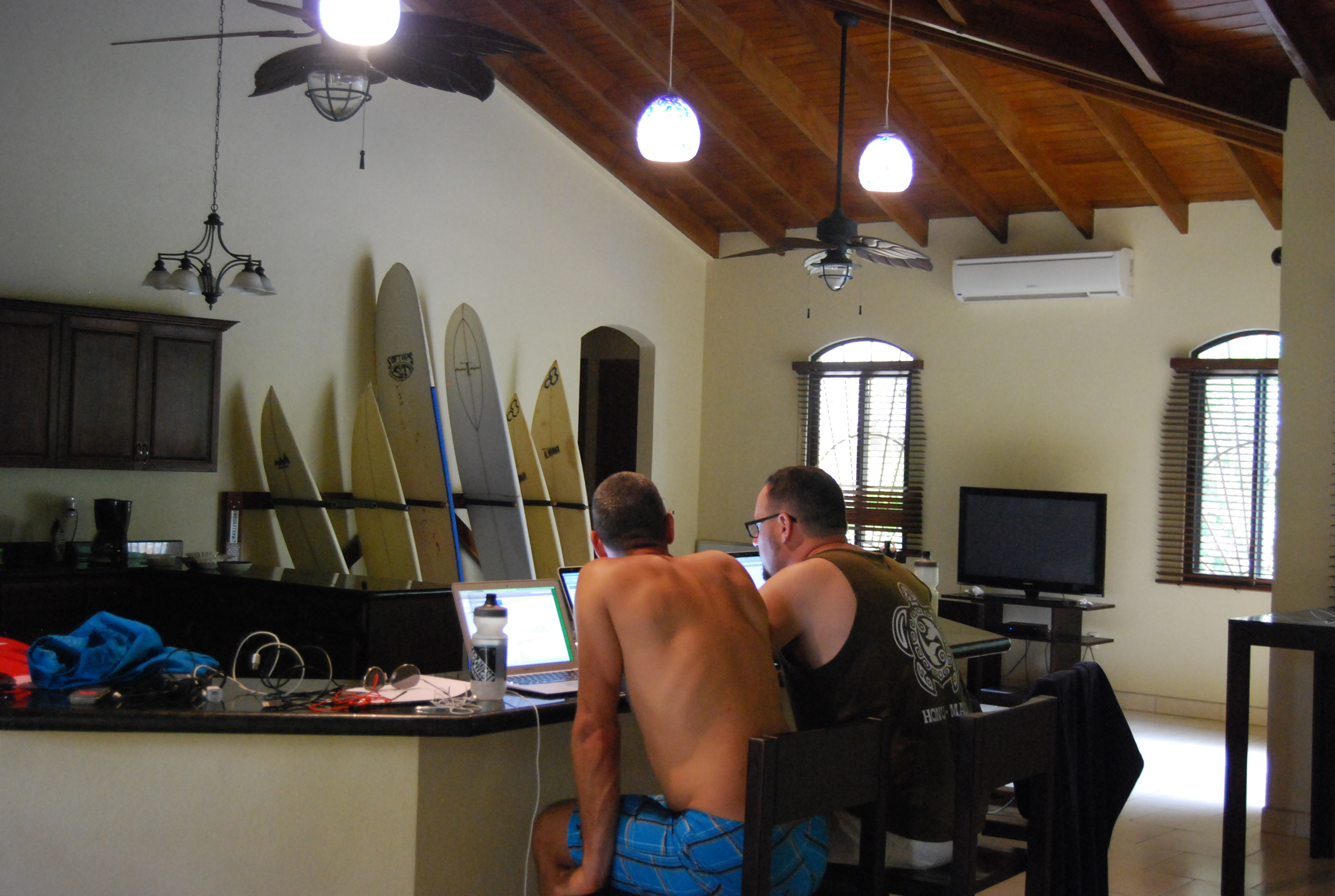 Shane and Peter and some surf boards.