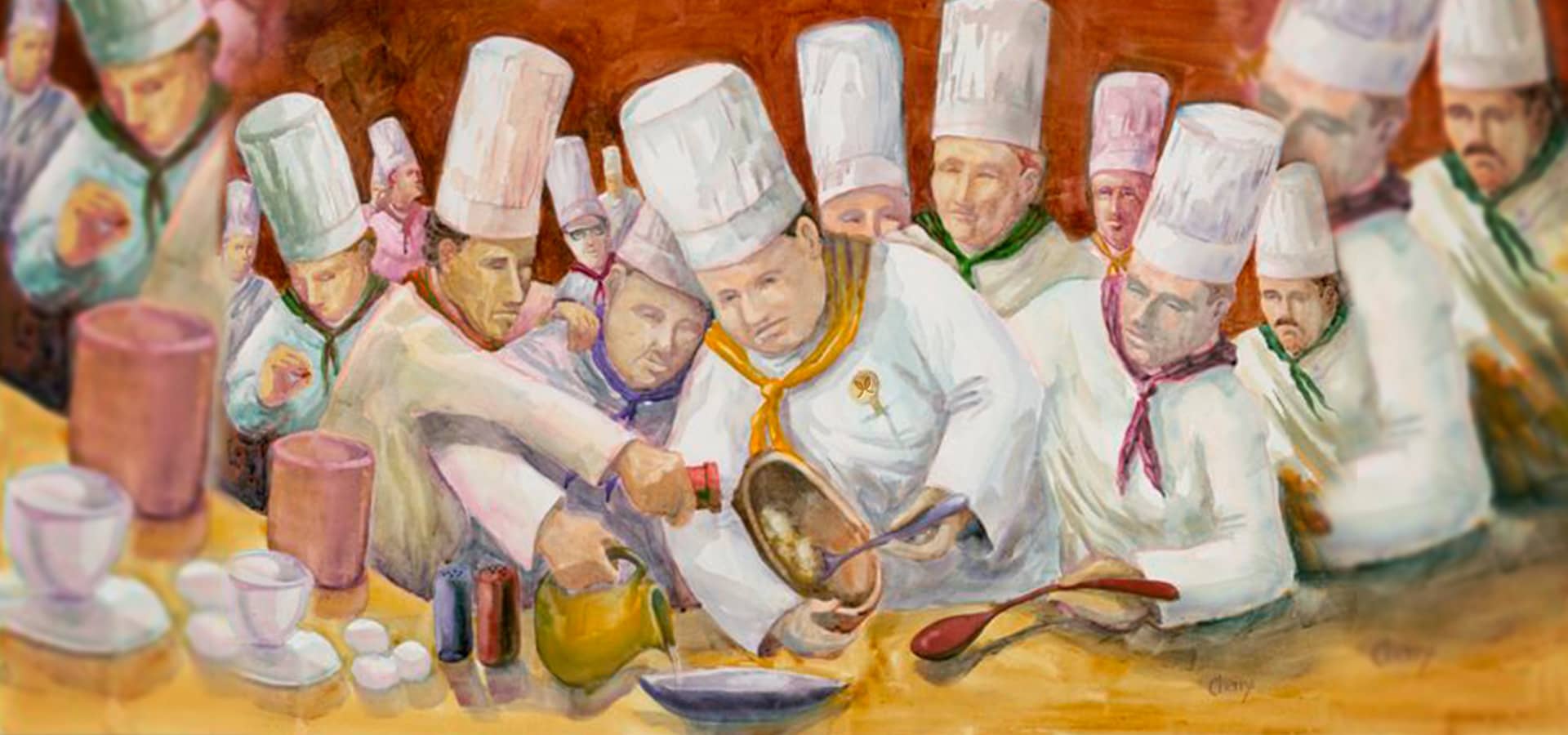 Картина с командой поваров