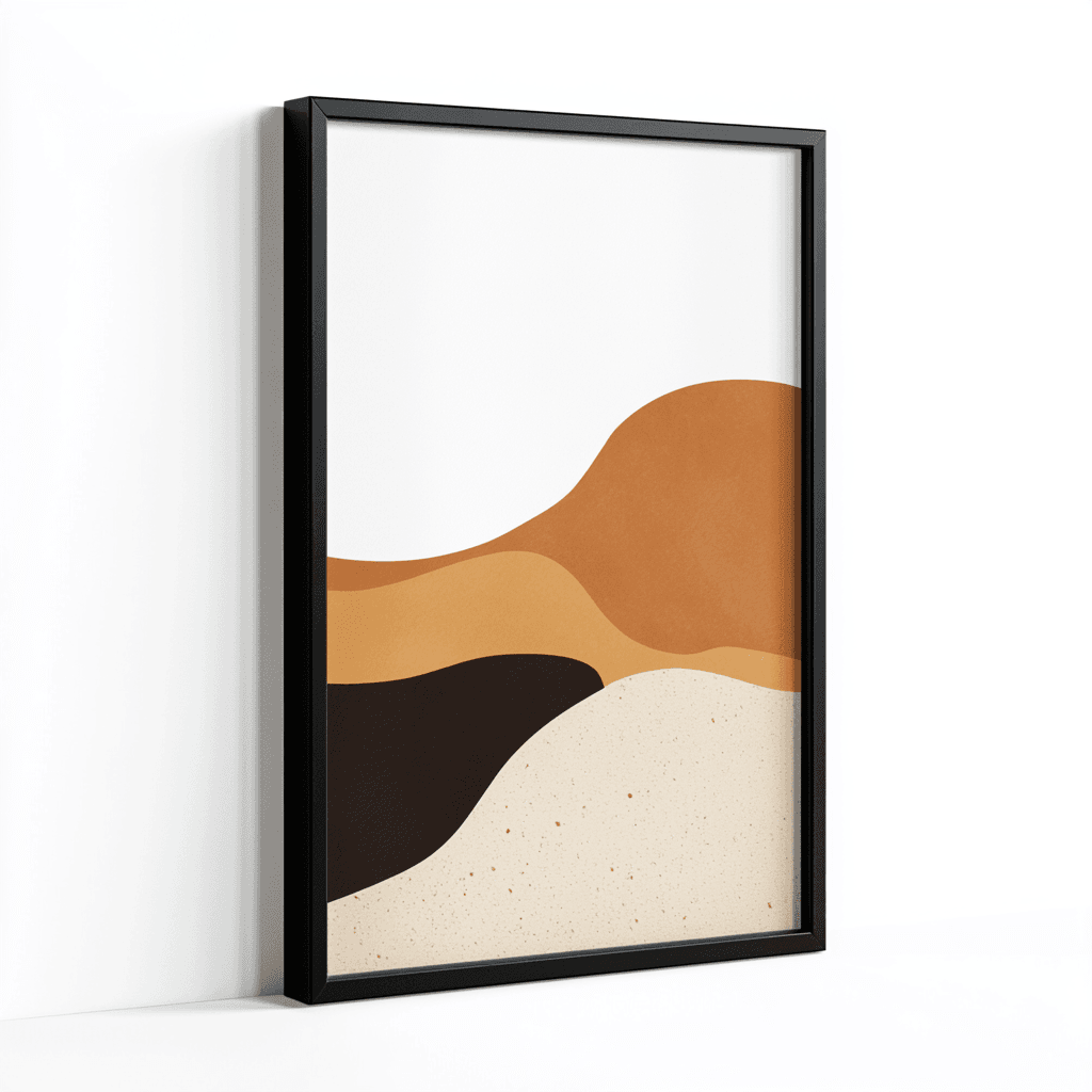 Minimalistische Darstellung von Sanddünen in verschiedenen Farben.