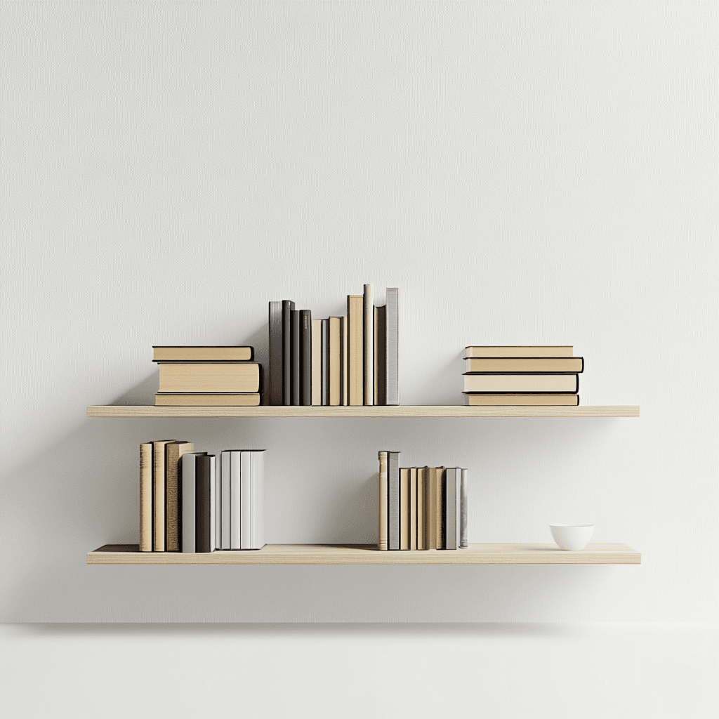 Zwei Börsen mit Büchern und ein weißer Teller auf weißem Hintergrund.