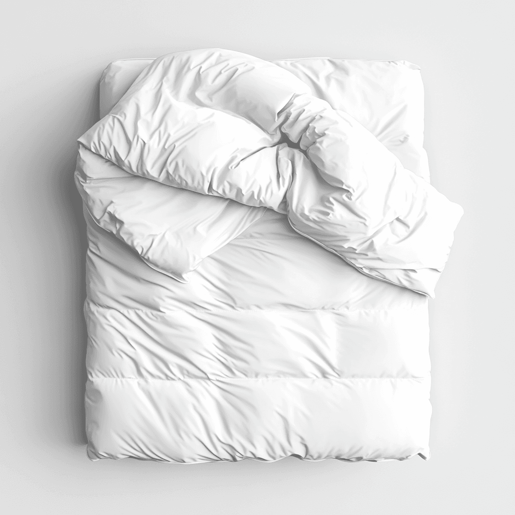 Ein Bett mit weißen Kissen und Laken.