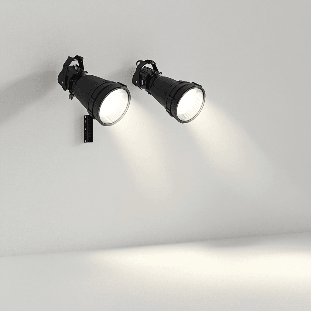 Zwei Lichtquellen geben gleichmäßiges Licht auf eine Fläche ab.