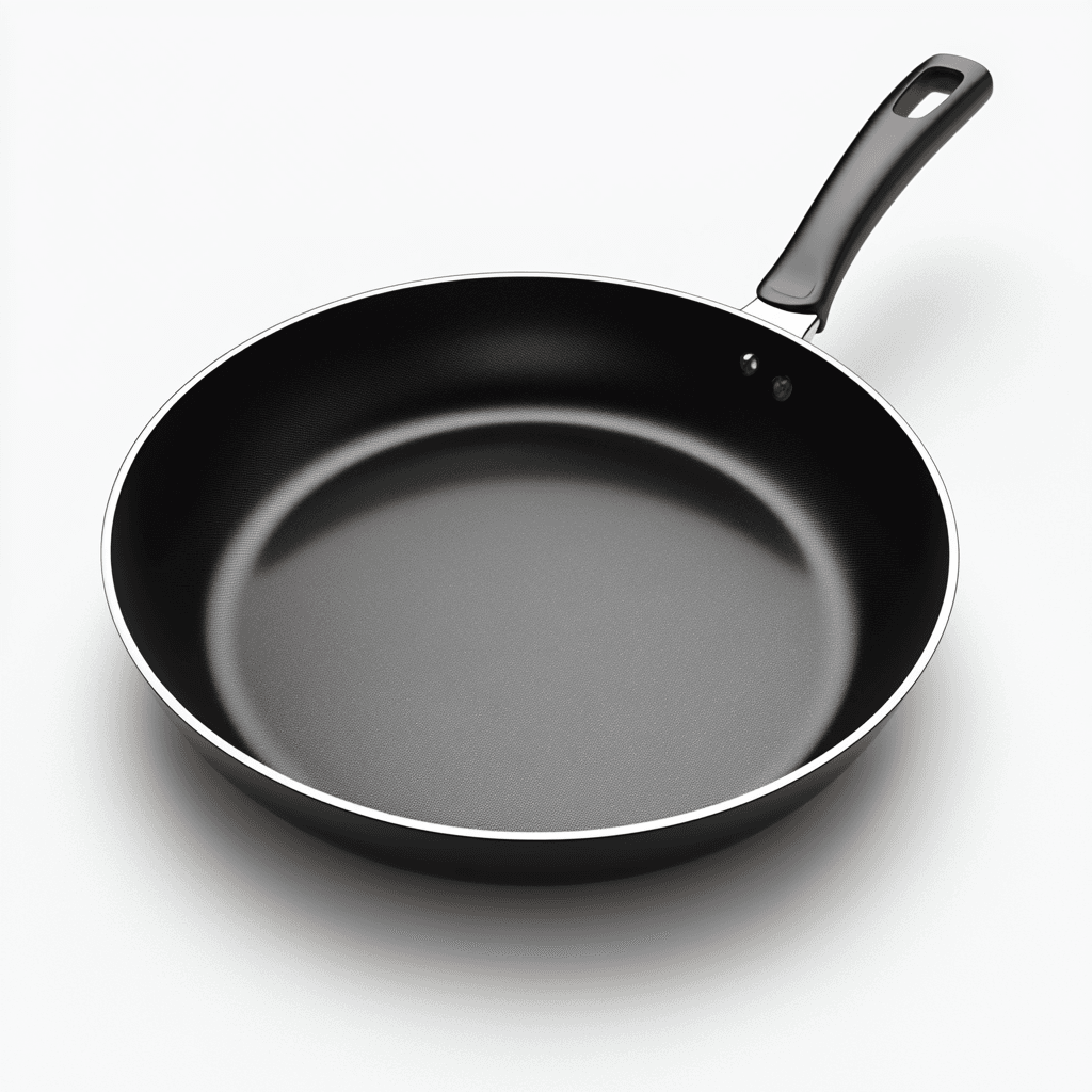 Topf mit Griff und flacher Unterkante für Herd und Backofen.