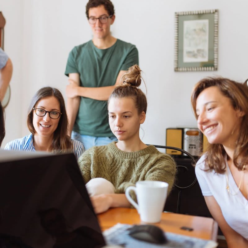 Group working on a laptop