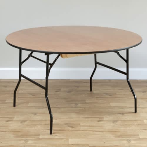 Round Wooden Folding Trestle Table Dia1220mm 4 Round Wooden Folding Trestle Table, Circular Trestle Tables