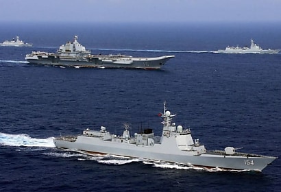 Chinese Navy aircraft carrier, Liaoning leads a People's Liberation Army-Navy task group in 2019