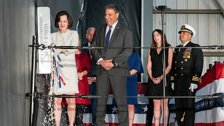 Austal USA christens future USS Mobile