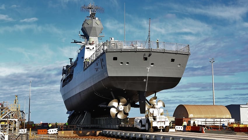 hmas toowoomba undocking at henderson bae dockyard