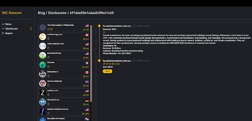 Exclusive: INC Ransom claims hack of Aussie contractor Facade Innovations