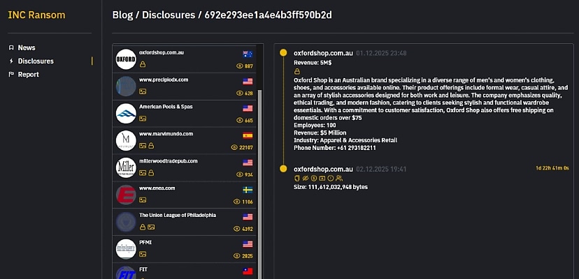 Exclusive: INC Ransom claims hack of Aussie fashion retailer Oxford, customer data potentially impacted