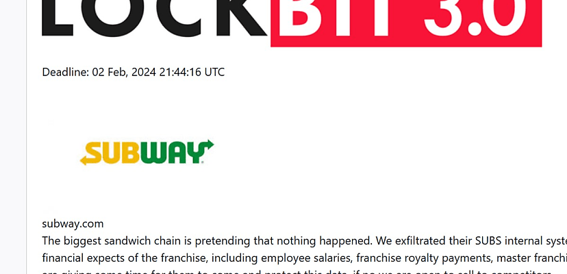 LockBit takes a bite out of Subway with ransomware attack
