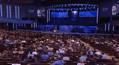 ‘Death is not the end’: US megachurches play AI-generated clip of Charlie Kirk addressing his death