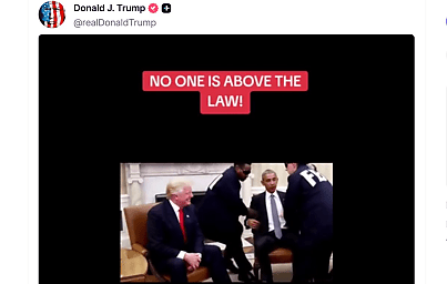 Trump posts AI video of Obama being arrested