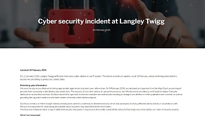 Hacked: Langley Twigg Law provides update on January ransomware incident