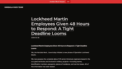 Exclusive: Lockheed Martin responds to Iran-linked hackers’ 48-hour ultimatum to staff