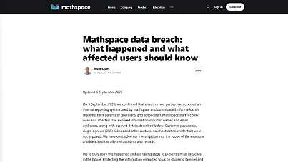 Breached! Tutoring platform Mathspace says 1m-plus Aussies implicated by data breach