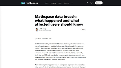 Breached! Tutoring platform Mathspace says 1m-plus Aussies implicated by data breach