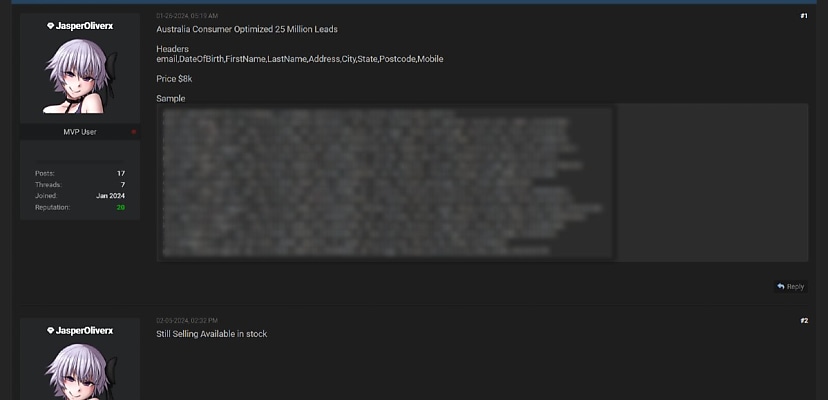 Hacker offers the personal details of 25m Aussies for sale
