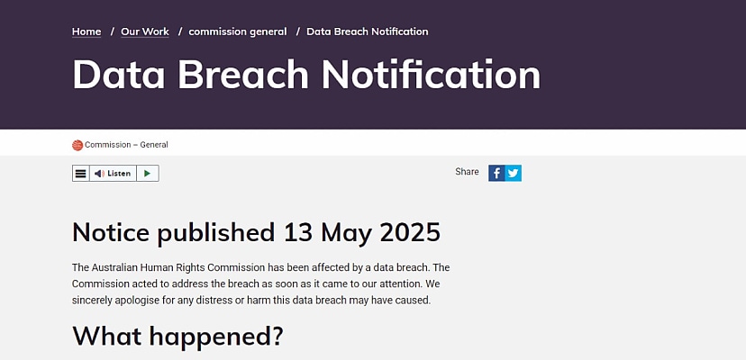 Breaking: Australian Human Rights Commission confirms April data breach