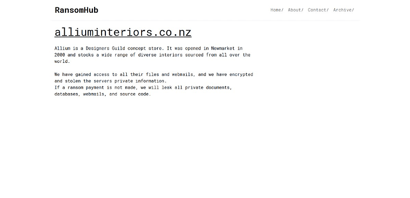 Exclusive: RansomHub continues ANZ tear with Kiwi interior design firm