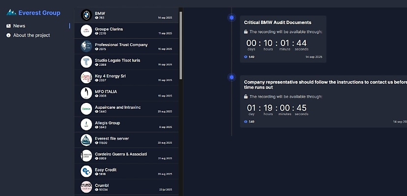 Exclusive: Luxury carmaker BMW listed by Everest ransomware group
