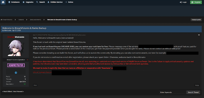 Exclusive: BreachForums drama continues as alleged previous admin ponders transfer of ownership