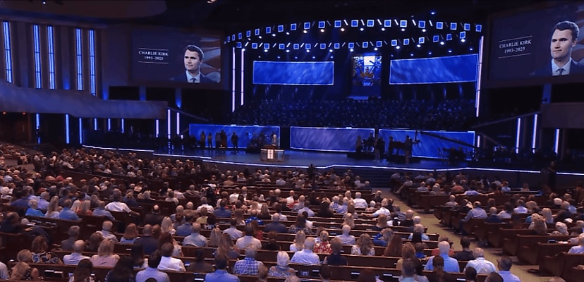 ‘Death is not the end’: US megachurches play AI-generated clip of Charlie Kirk addressing his death