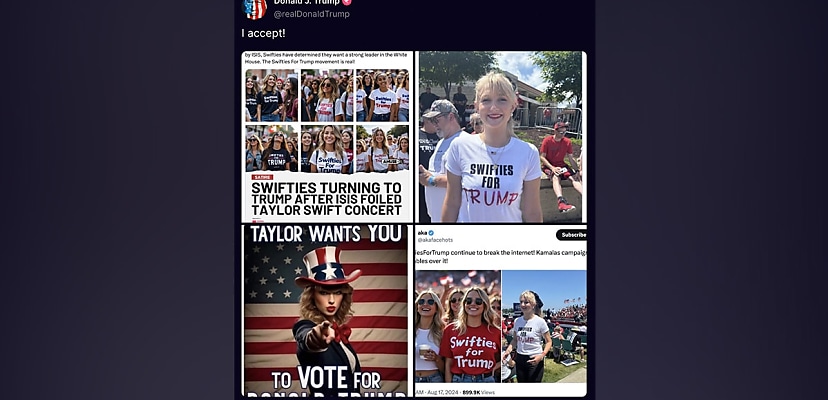 Trump shares AI misinformation suggesting he has Taylor Swift’s endorsement