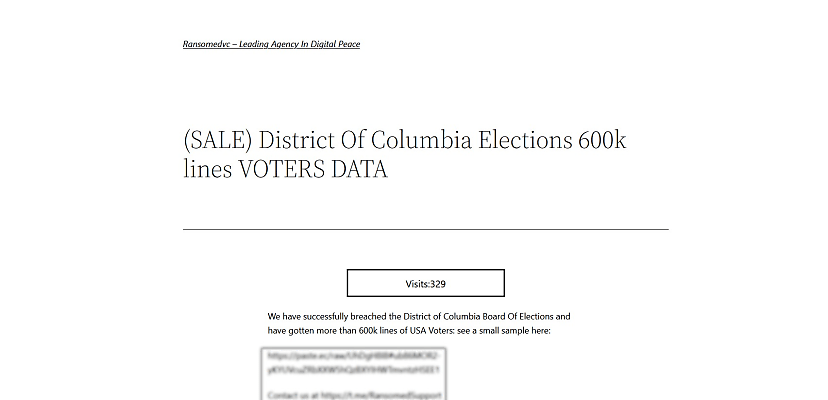 Ransomed.vc hacks US District of Columbia voting records, leaks 600,000 voters’ details