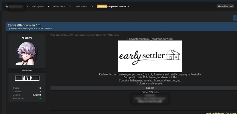 Exclusive: Australian furniture retailer Early Settler confirms data breach