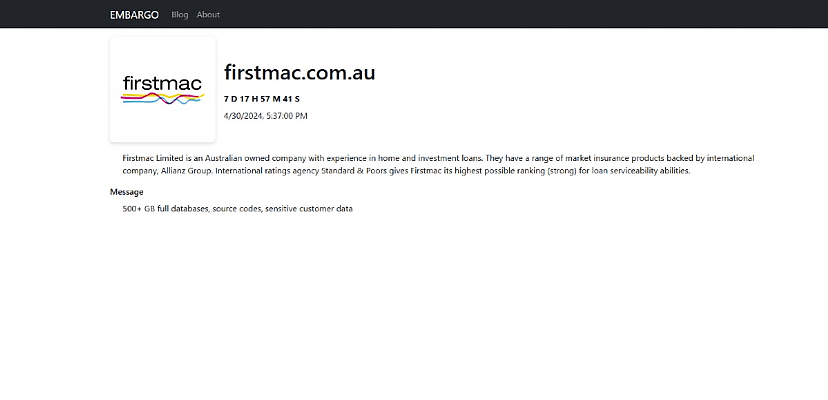 Exclusive: Aussie lender Firstmac falls victim to EMBARGO ransomware gang