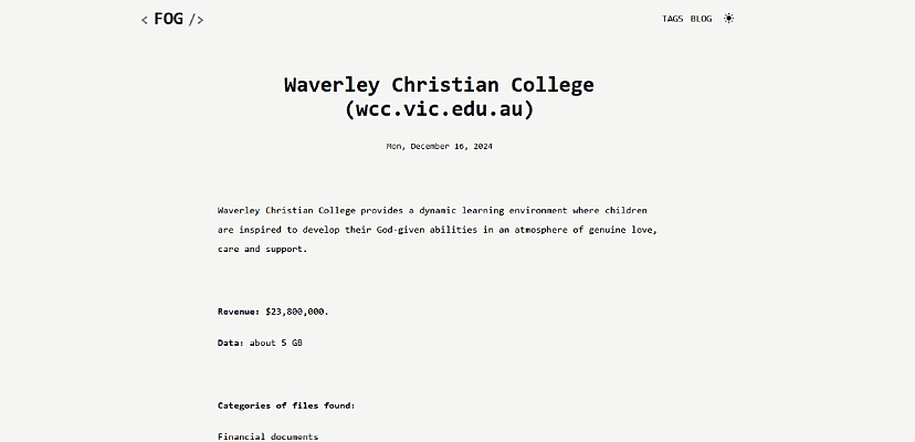 Exclusive: Waverley Christian College confirms cyber incident after ransomware gang claims attack