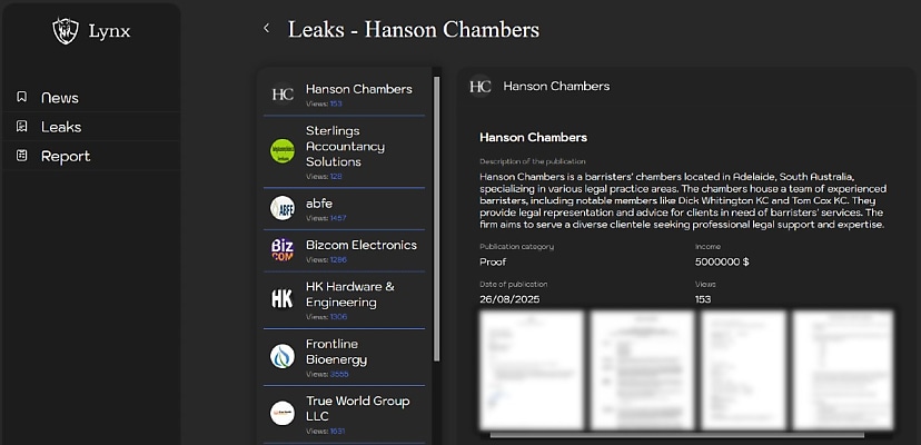 Exclusive: South Australian law firm listed on Lynx ransomware’s leak site