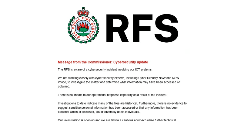 Exclusive: NSW Rural Fire Service warns members of “cybersecurity incident”
