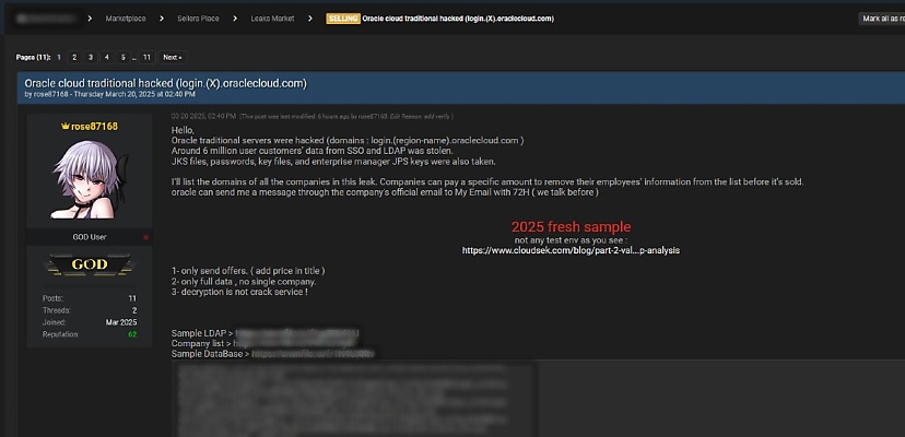 Oracle hack appears to be the real deal, despite the company’s denials