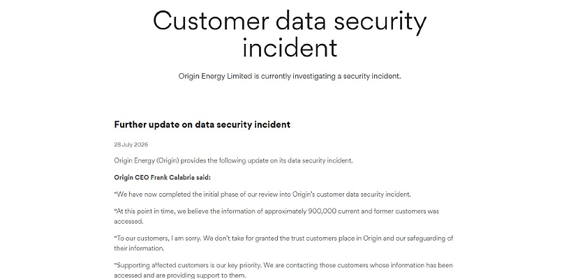 Origin Energy boss confirms almost a million Australians compromised by data breach