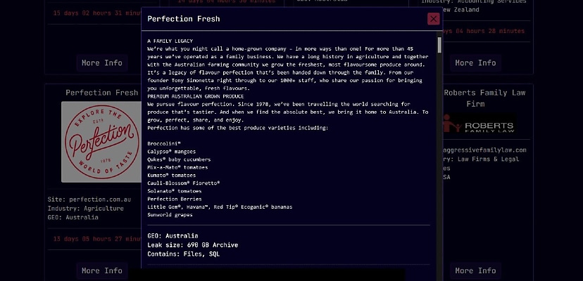 Exclusive: Aussie fresh produce company Perfection Fresh confirms ransomware attack