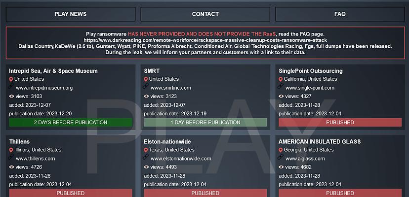 ACSC, CISA, and FBI release joint alert over Play ransomware gang