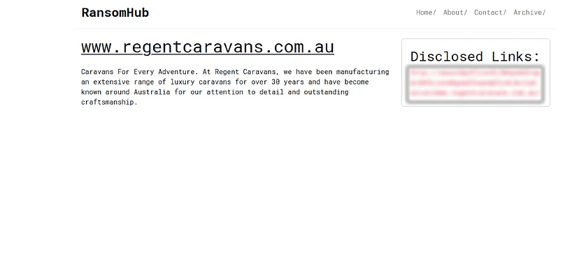 Exclusive: Melbourne-based Regent Caravans confirms RansomHub attack