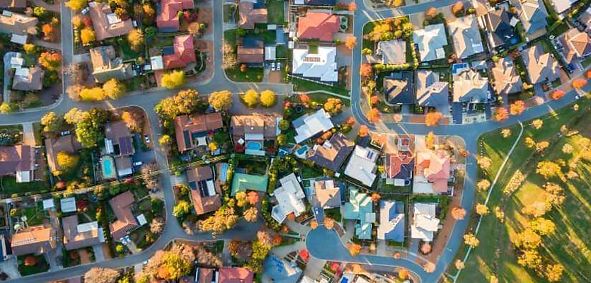 suburbs houses aerial ne